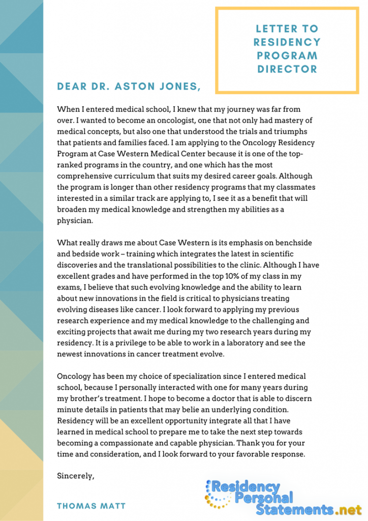 sample letter to residency program director sample letter to residency program director